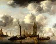 Jan van de Cappelle - A Shipping Scene with a Dutch Yacht firing a Salute